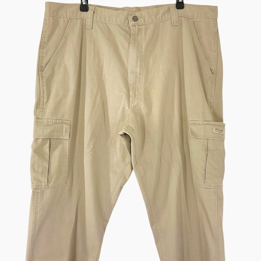 Wrangler Cargo Pants Men's Size 40x30‎ Khaki Workwear 100% Cotton Tan - Picture 6 of 8